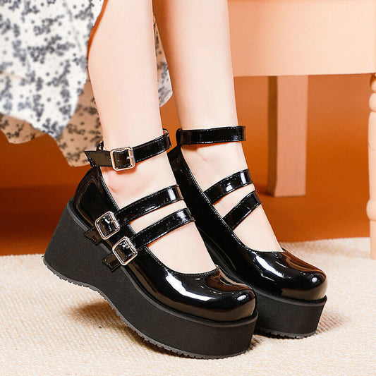 Punk Leather Buckle Platform Shoes SE21755