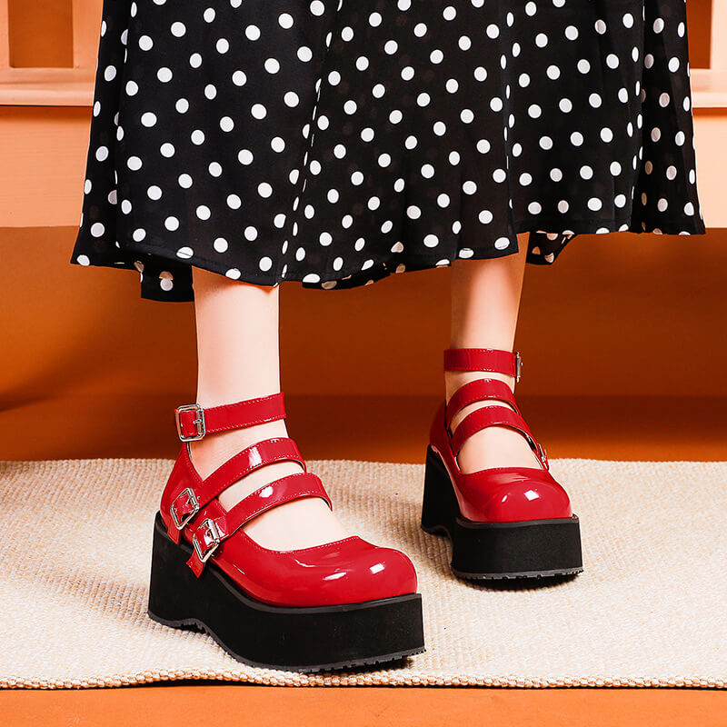 Punk Leather Buckle Platform Shoes SE21755
