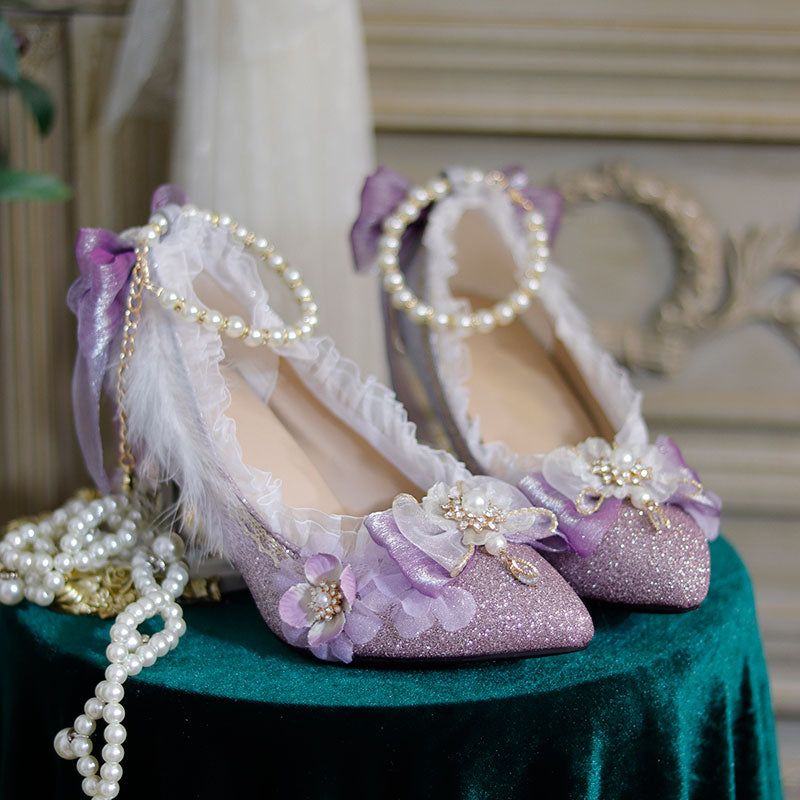 Purple Bow Flower Shoes SE22576