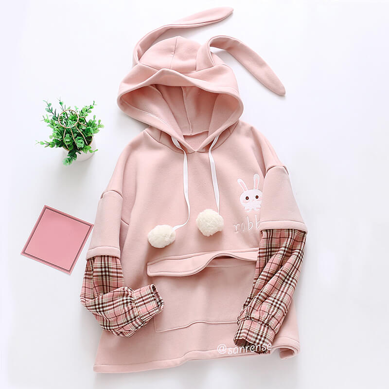 Rabbit Strawberry Fleece Hoodie SE21121