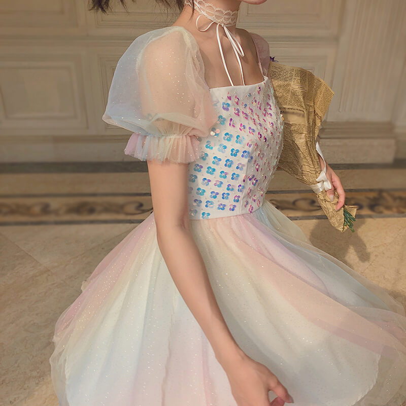 Rainbow Sequin Mesh Dress SE21745