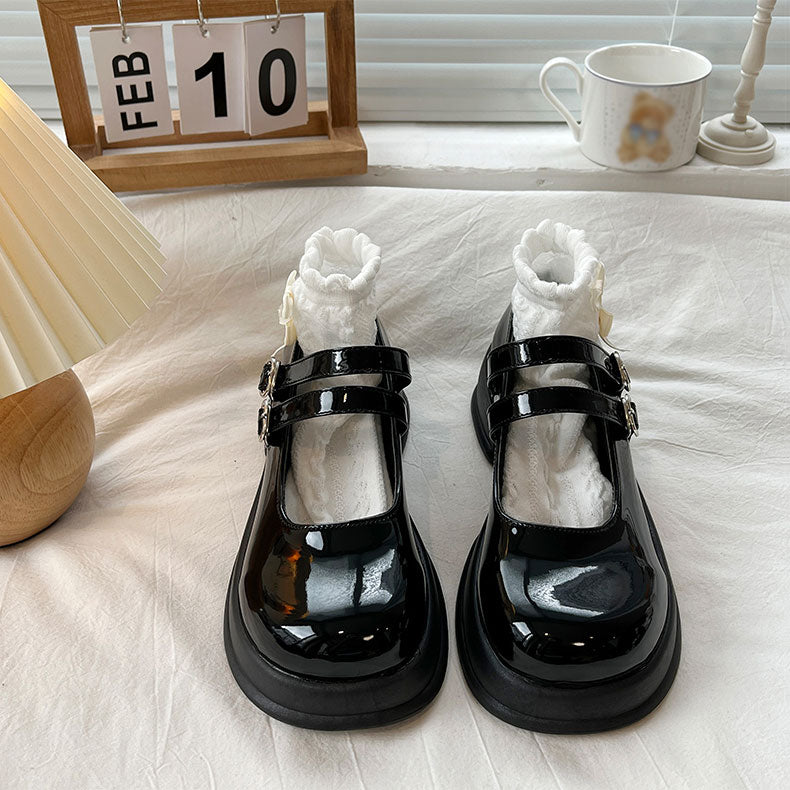 Retro Black Chunky Sole Japanese JK Shoes SE22591