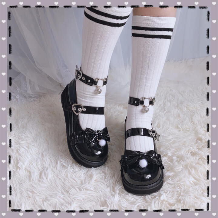 Retro Cat Love Bow Shoes SE21344