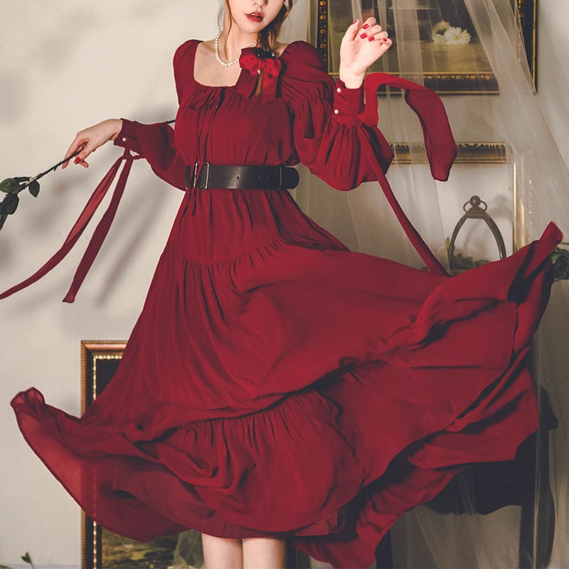 Retro Red Ruffle Dress SE22666