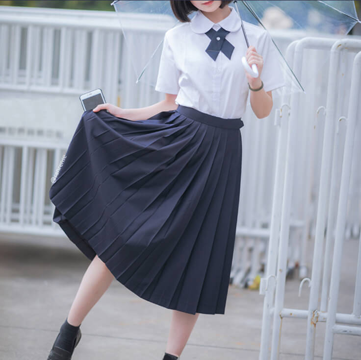 Student Pleated Long Skirt SE21452