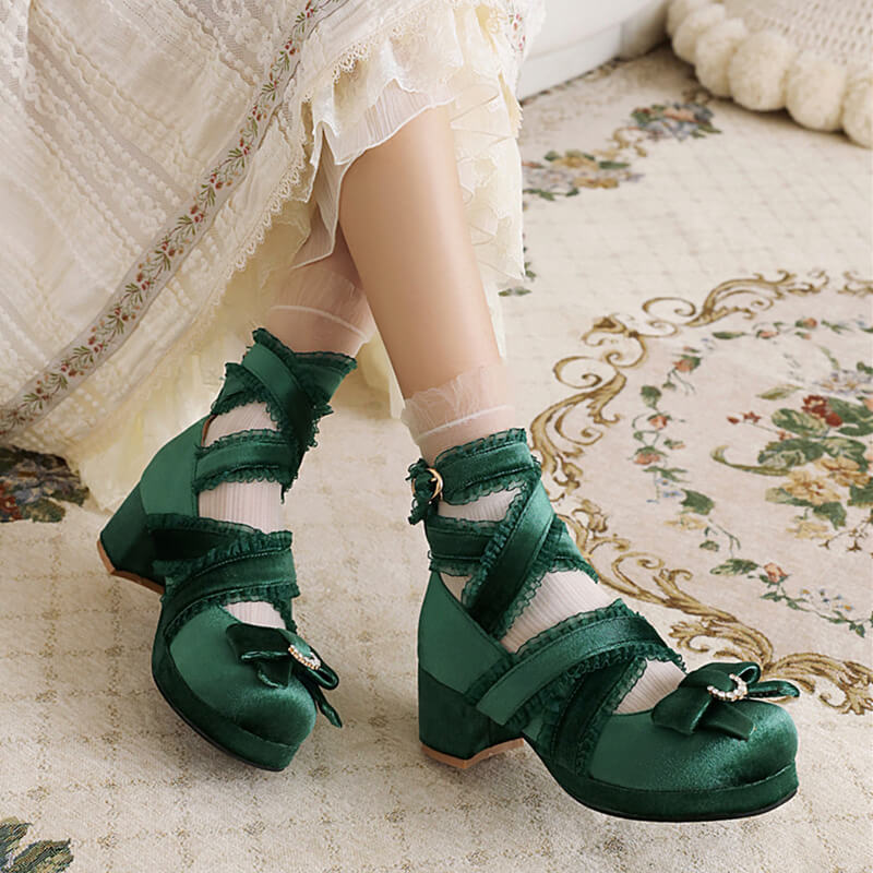 Suede Lace Bow Shoes SE21563