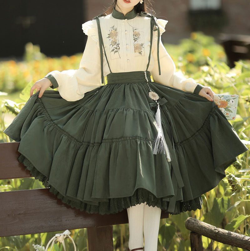 Sunflower Shirt Strap Skirt Set SE22546