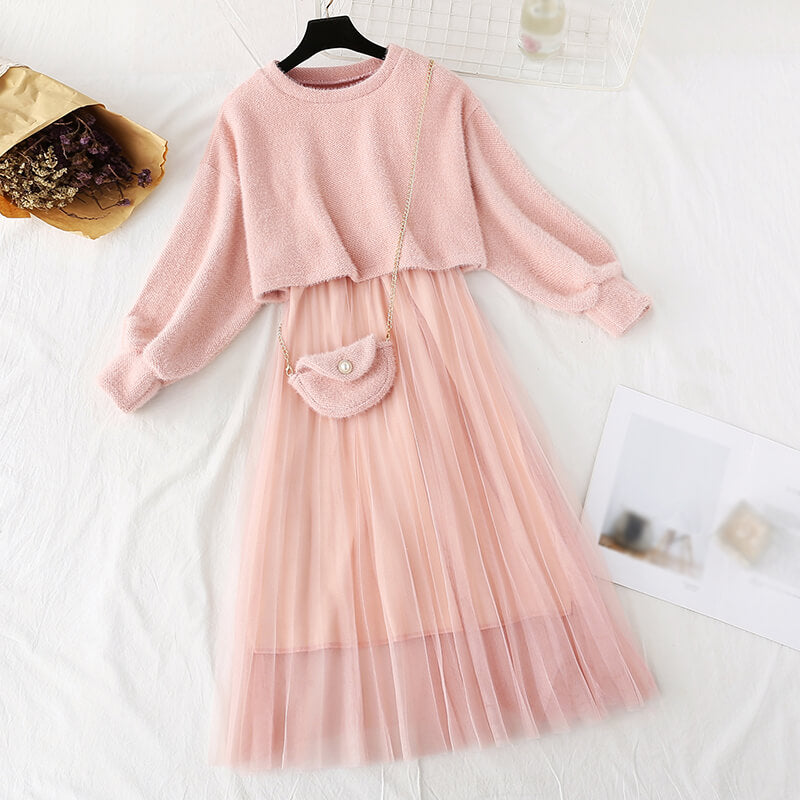 Sweater Strap Dress Set SE21818