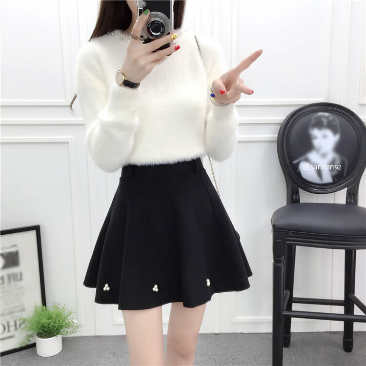 Sweet Mohair Sweater Woolen Skirt Set SE9627