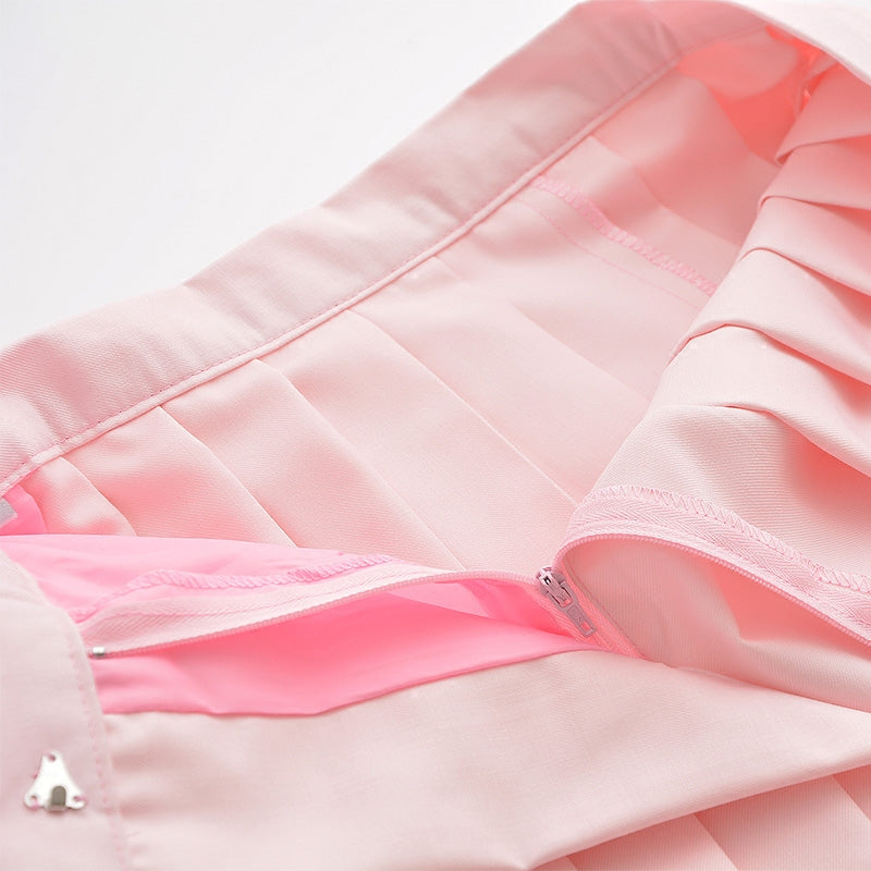 Pink JK Uniform Students Skirts Set SE11254