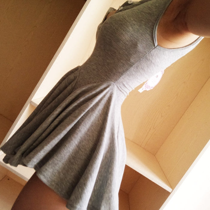 Grey/Black V Collar Dress SE9964