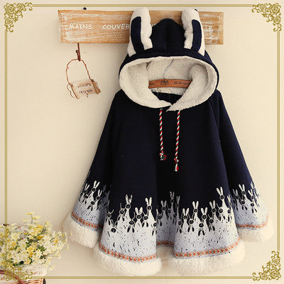 Japanese ears bunny hooded cloak coat