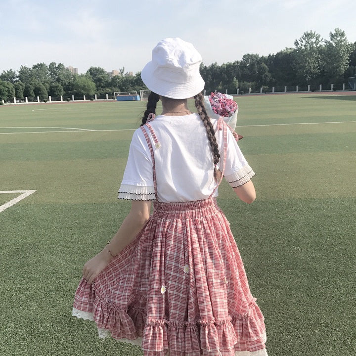 Sweet Grid Straps Skirt SE11119