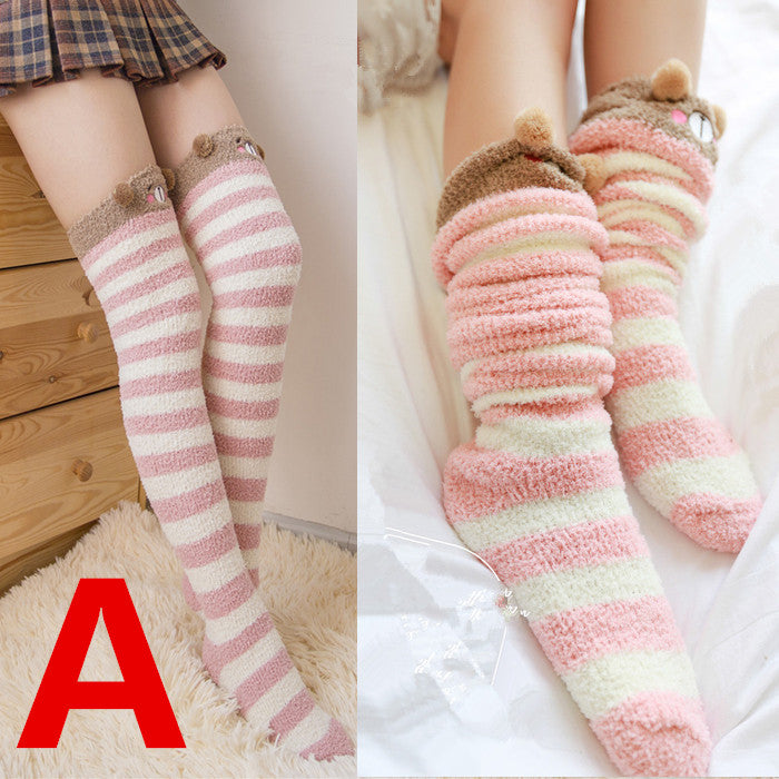 Sweet Students Crtoon Coral Velvet Stockings SE5994