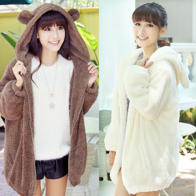 Cute Cartoon Hooded Plush Coat SE5257