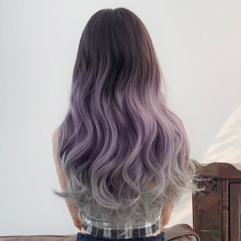 Wavy Purple Gray Gradient Wig SE20440