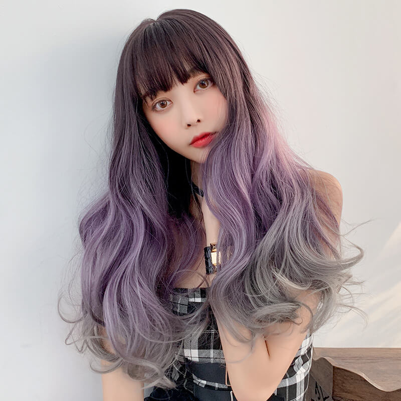 Wavy Purple Gray Gradient Wig SE20440