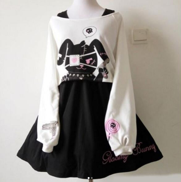 Cute Kawaii Bunny Two-Piece Dress SE10089 Cute Kawaii Bunny Two-Piece Dress SE10089