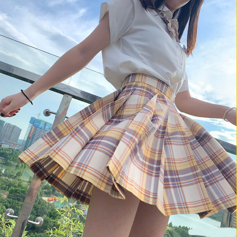 Yellow JK Pleated Skirt SE20485