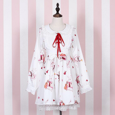 Red/White Bunny Printed Dress SE10577