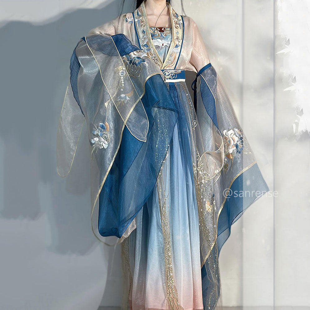 Lace Mesh Embroidered Flower Hanfu