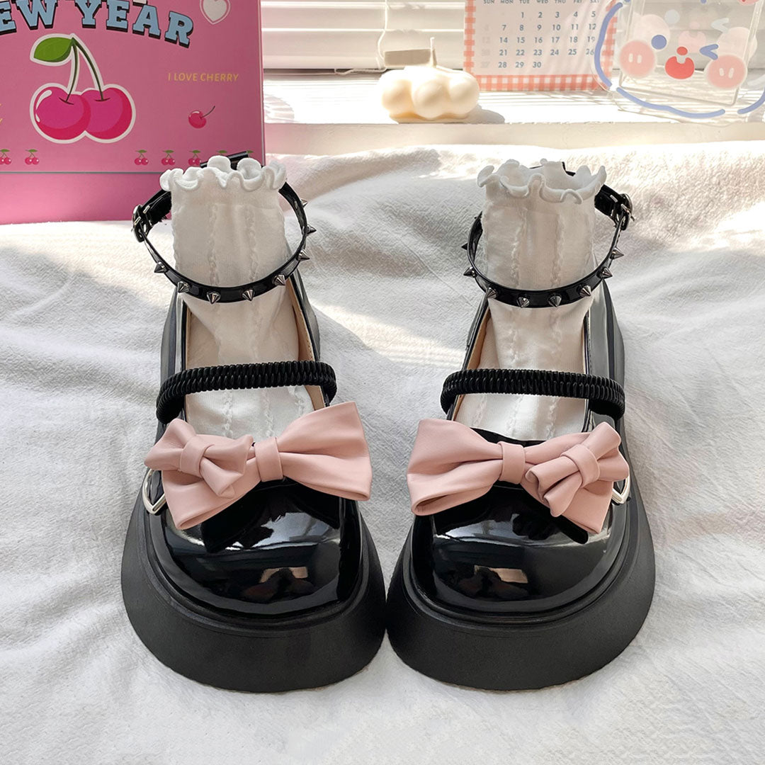 Rivet Bow Platform Shoes SE22644