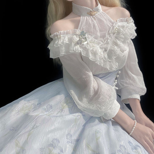 Lace Bow Halterneck Floral Dress SE22637