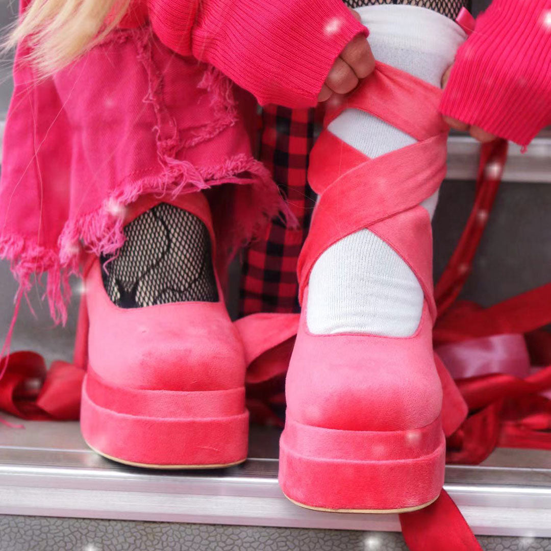 Bow Velvet High Heels Shoes SE23084