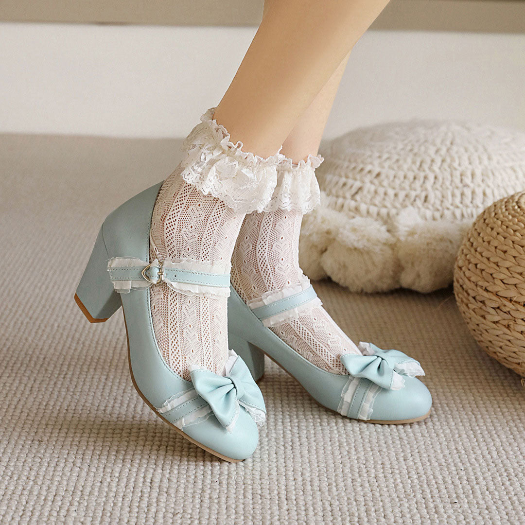 Lolita Lace Bow Heels Shoes SE23032