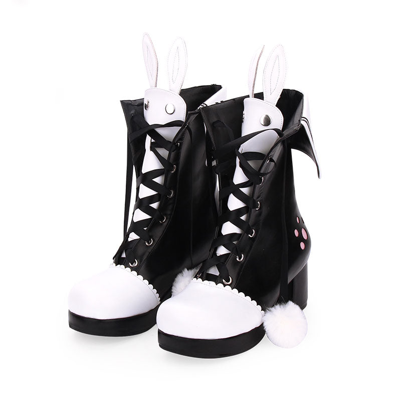 Kawaii Rabbit Ear Chunky Heel Lolita Boots