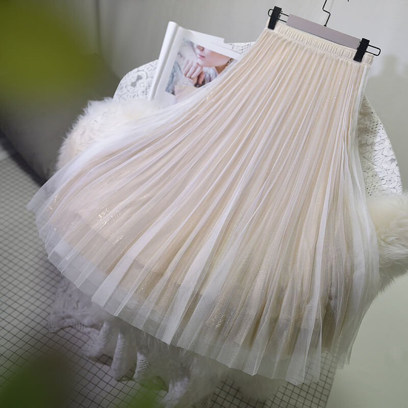 Japanese Sequin Mesh Pleated Skirt SE20369