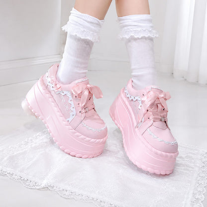 Gothic Lolita Platform Sneakers with Lace Bow SE23982