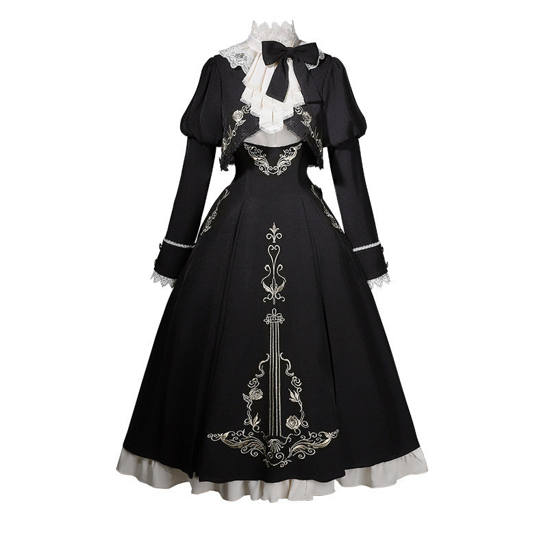 Violin Variation Gothic Lolita CLA Style 3-Piece Set with Embroidered Suspender Dress SE23990