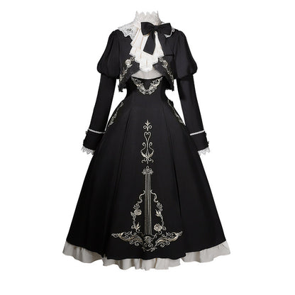 Violin Variation Gothic Lolita CLA Style 3-Piece Set with Embroidered Suspender Dress SE23990