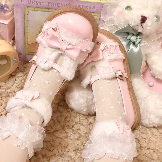 Cute Rabbit Bow Warm Shoes SE23043