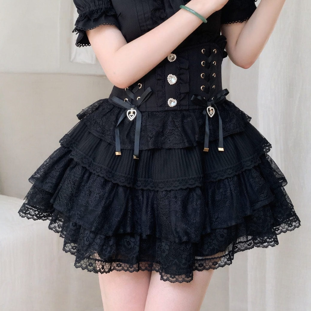 High-waisted Lace Floral Skirt SE23960