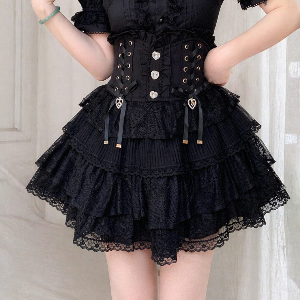 High-waisted Lace Floral Skirt SE23960