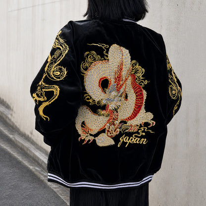 Black Sukajan Embroidered Bomber Jacket SE23966