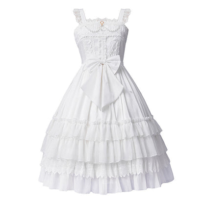 White Lace Bow Suspender Dress SE23161