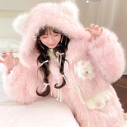 Cute Cat Plush Coat SE23817