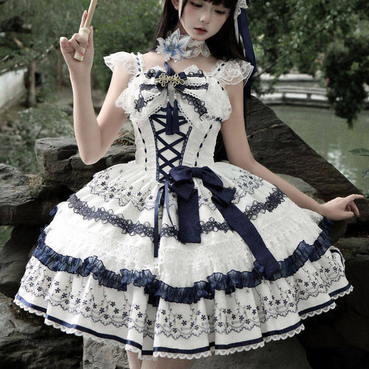 Lolita Blue and White Porcelain Bow Dress SE23971