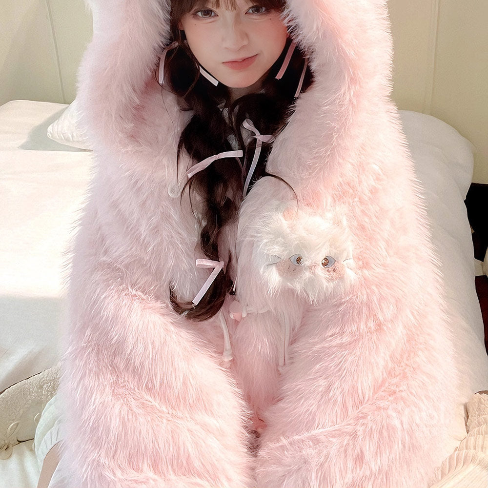 Cute Cat Plush Coat SE23817