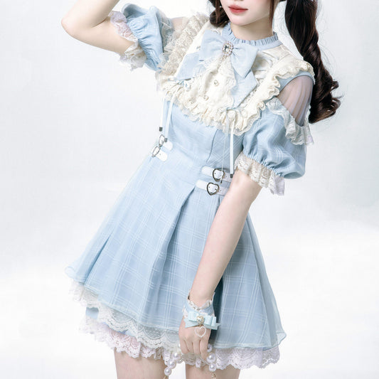 Japanese Style Lace Plaid Dress SE23973