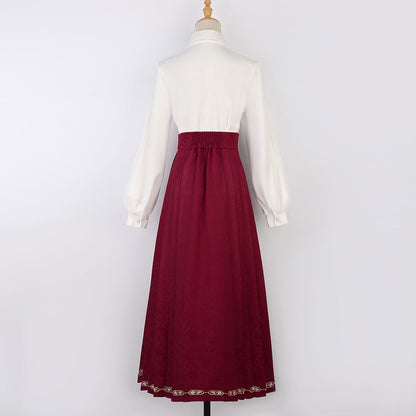 Loong Embroidery Shirt Flower Skirt Set SE23107