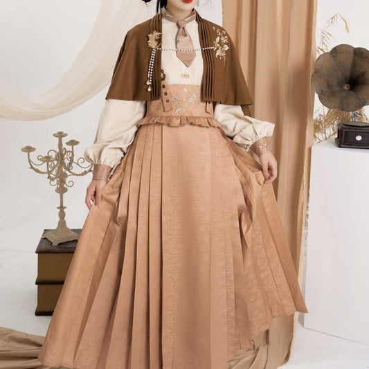 Floral Cape Suspender Skirt Set SE23062