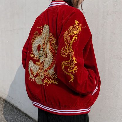 Black Sukajan Embroidered Bomber Jacket SE23966