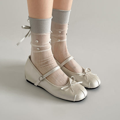 Mary Jane Strap Shoe Flats with Bow SE23970