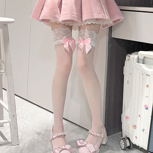 Lace Flower Bow Stocking SE23033