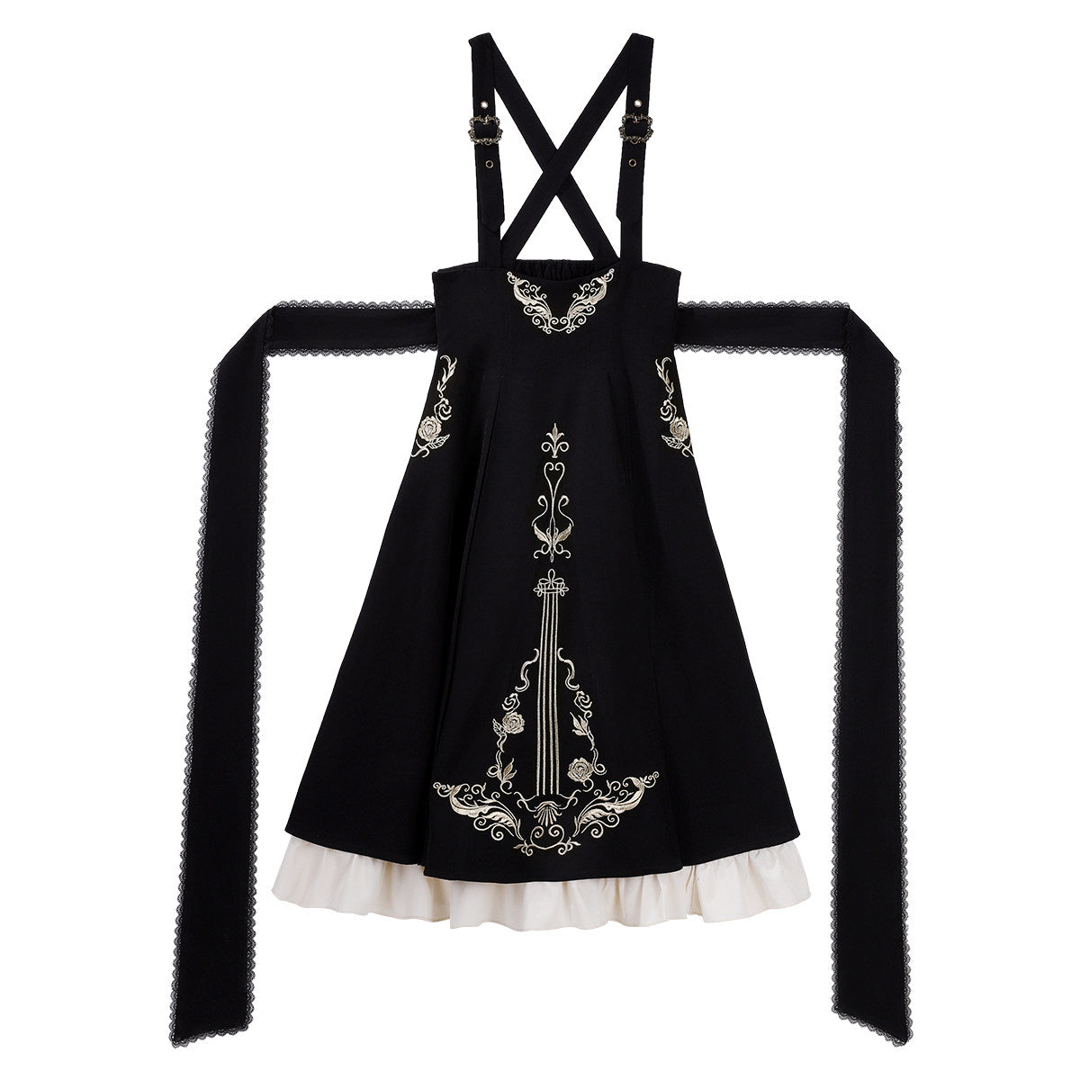 Violin Variation Gothic Lolita CLA Style 3-Piece Set with Embroidered Suspender Dress SE23990