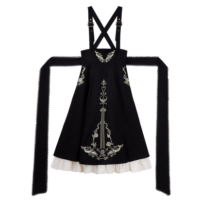 Violin Variation Gothic Lolita CLA Style 3-Piece Set with Embroidered Suspender Dress SE23990
